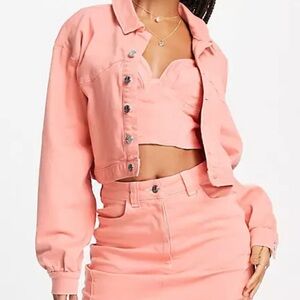 ASOS LUXE denim peach jacket + bustier